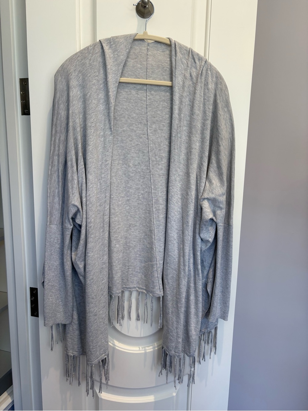 Lilly Pulitzer Heather Gray Open-Front Fringed Cardigan